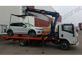 Эвакуатор Isuzu NPR75L-L с прямой платформой и КМУ PM12012LA